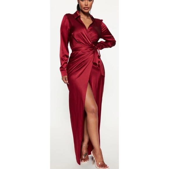 NOVA LUXE Dresses & Skirts - Nova Luxe 1X Bordeaux Long Sleeve Formal Maxi Dress